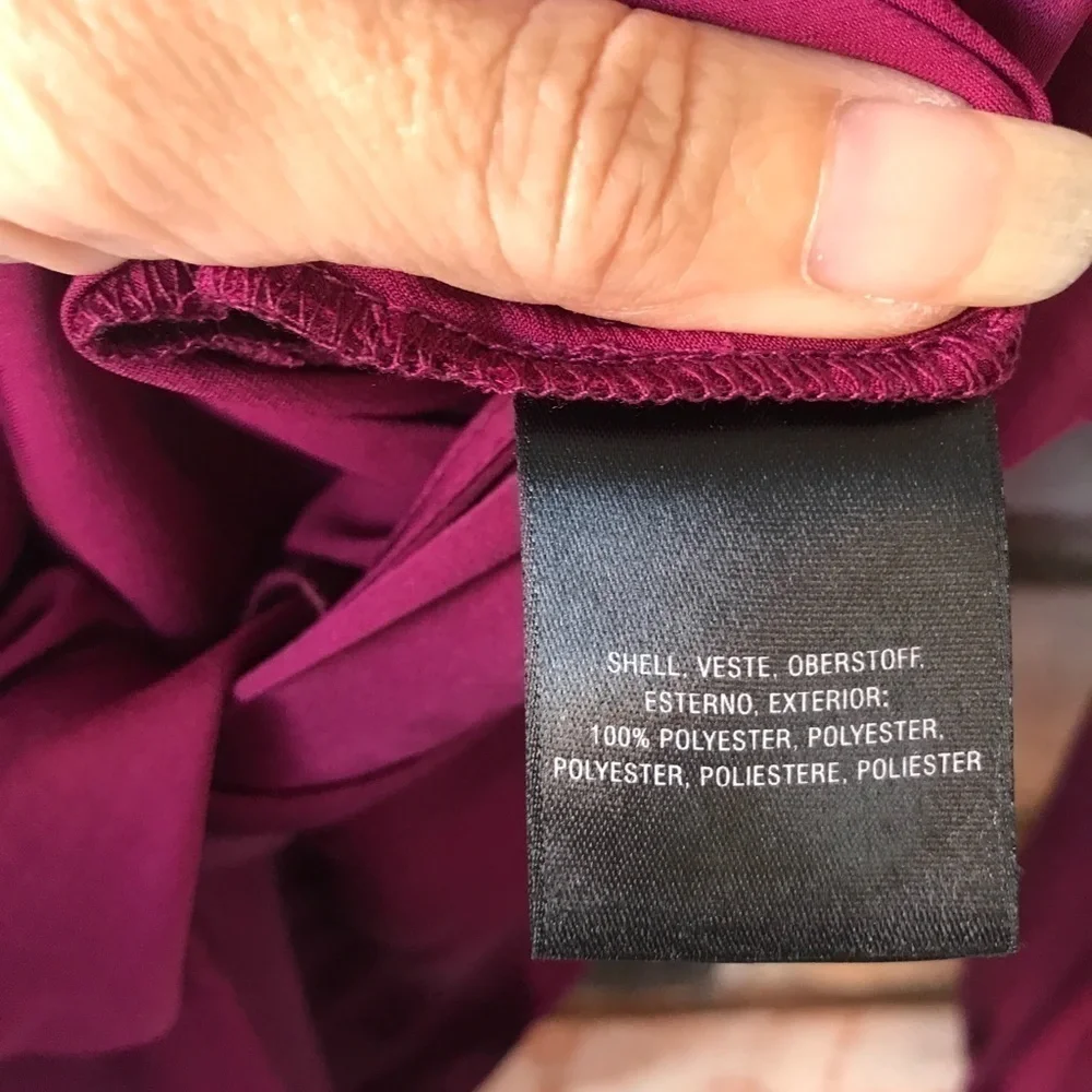 - Anthropologie Moulinette Souers Satin Burgandy Wrap Top - Picture 6 of 7